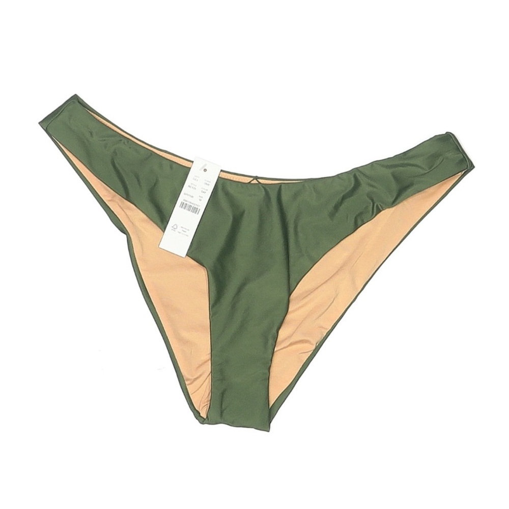 NWT J. Crew Green High Leg Linned Bikini Bottoms - Picture 1 of 5